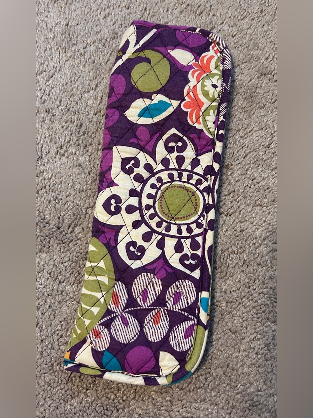 Vera Bradley Quilted Floral Pouch in Purple, Teal & Cream for Heat Styling